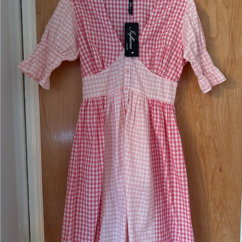 Pink Gingham Maxi Dress